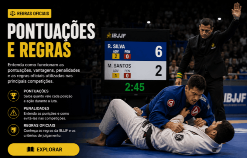 Pontuações regras oficiais arbitragem IBJJF Jiu-Jitsu